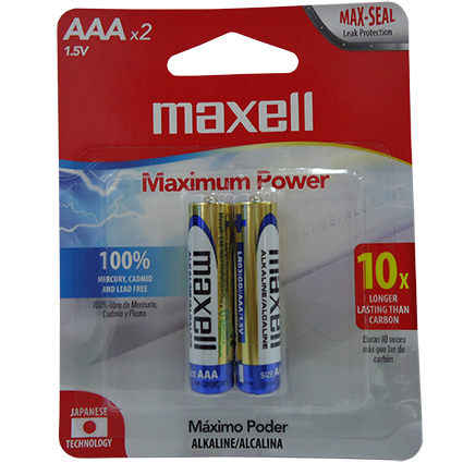 Pilas Aaa Alcalinas Maxell Sin Mercurio 1.5v Pack X2