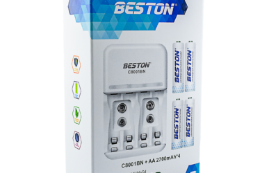 BST-C8001BN-CARGADOR BESTON CON 4 baterias DE 2700