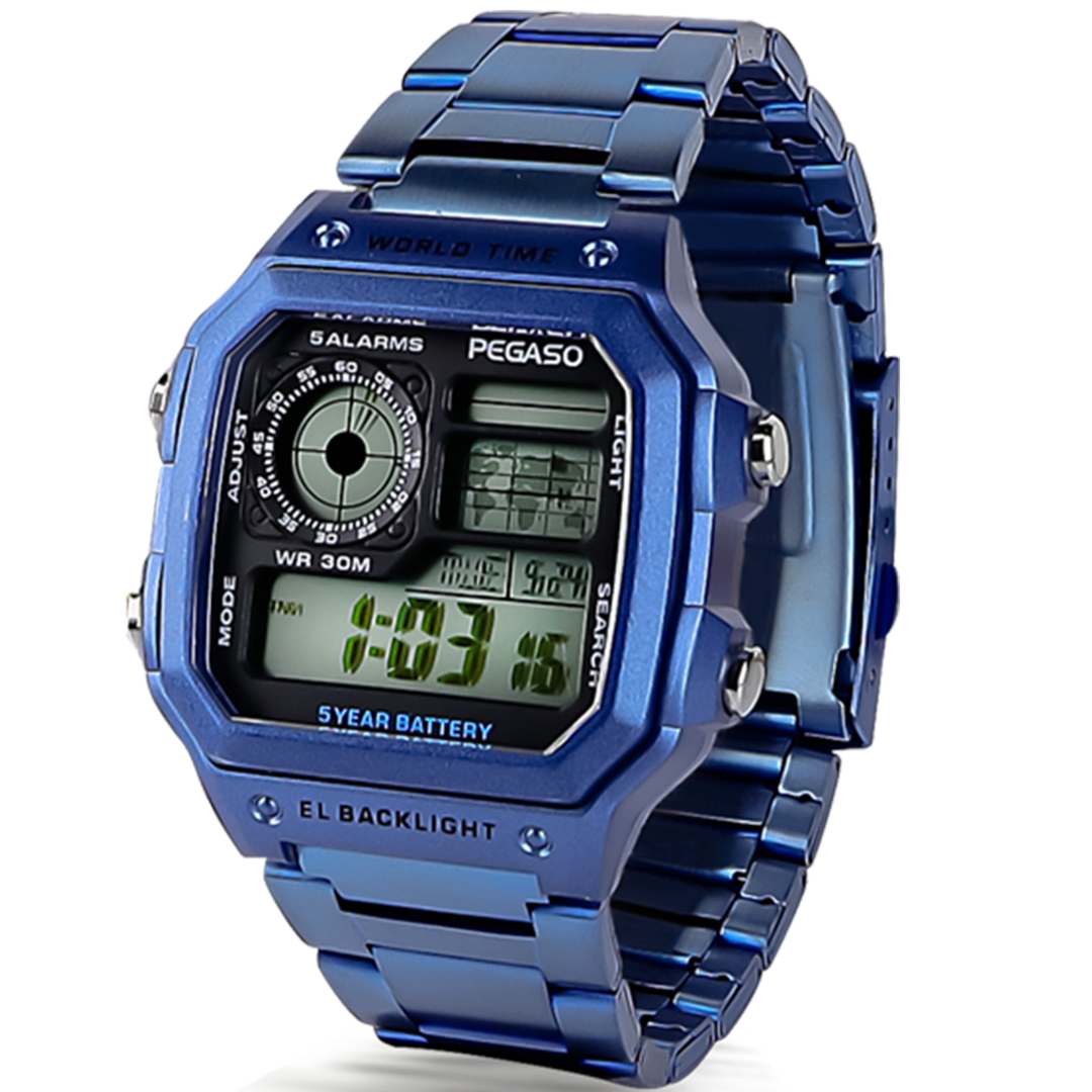 P1818DB-M1601-RELOJ PEGASO HORA MUNDIAL AZUL PETROLEO