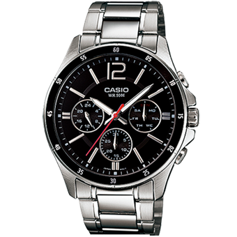 MTP-1374D-RELOJ CASIO ACERO 100% 3 ESFERAS 50M.-1AVDF