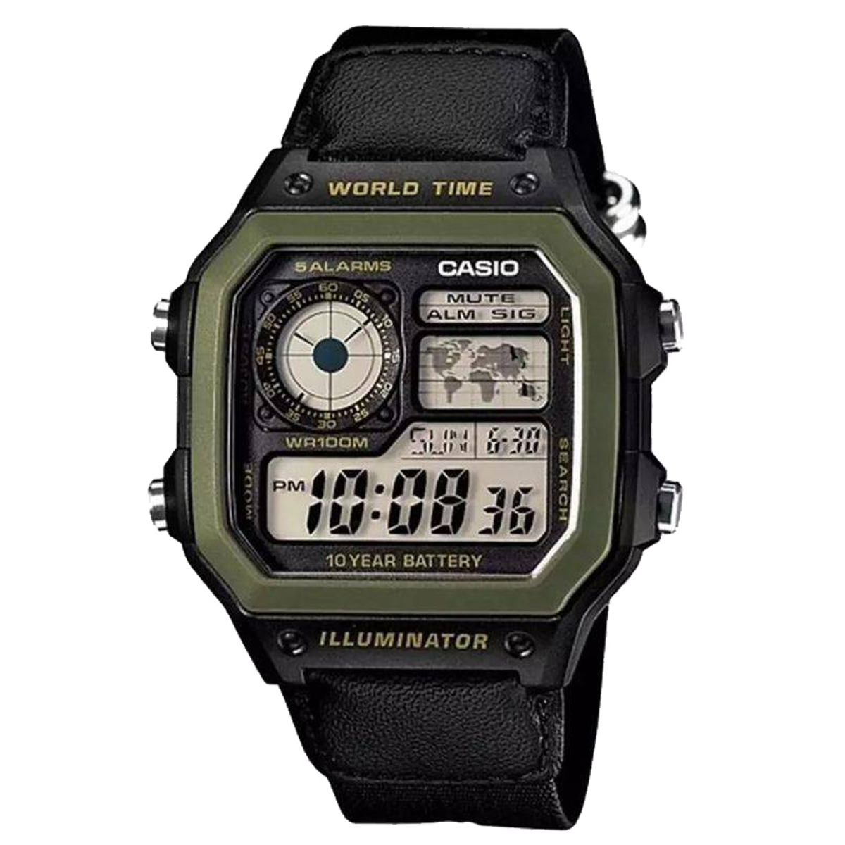 AE-1200WHB-RELOJ CASIO DIGITAL LONA 100M ILLUMIN.-1BVD