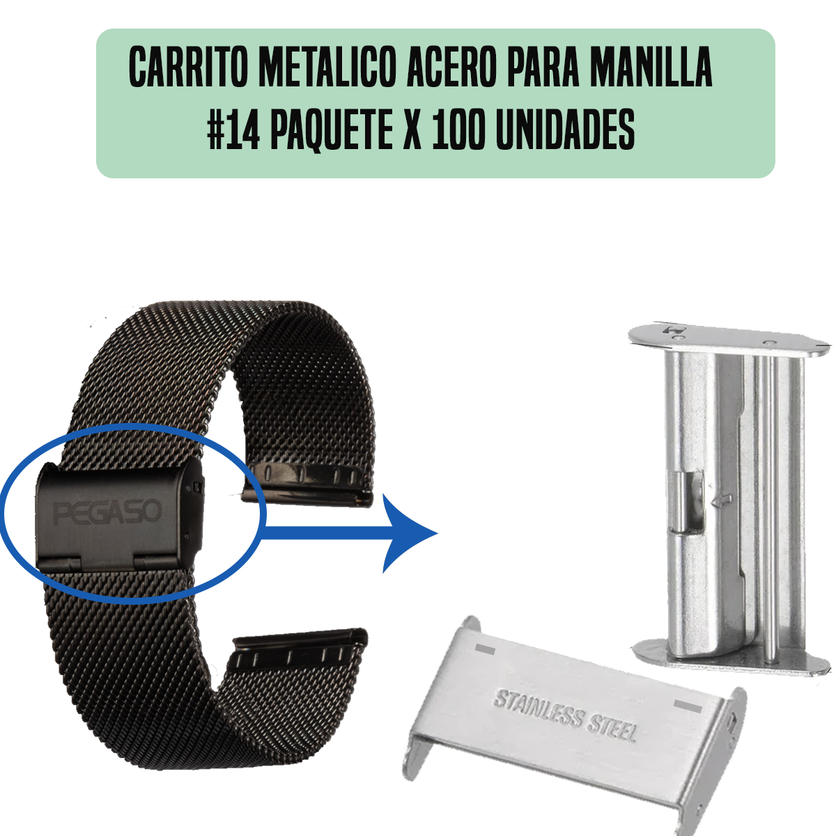 CRS-CARRITO METALICO ACERO PARA MANILLA #14 PAQUETE X 100 UNIDADES-14