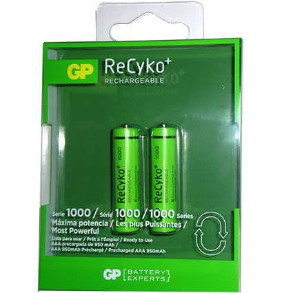 GP100AAAHCE-2GB-BATERIA GP AAA RECARG RECYKO 950MAh BX2