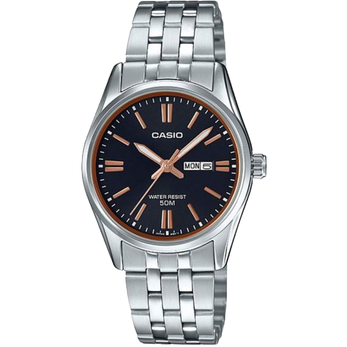 LTP-1335D-RELOJ CASIO P/M ACERO CALENDARIO DAMA-1A2VDF