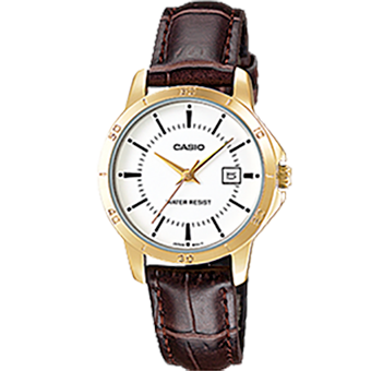 LTP-V004GL-RELOJ CASIO P/CUERO CALENDARIO-7AUD