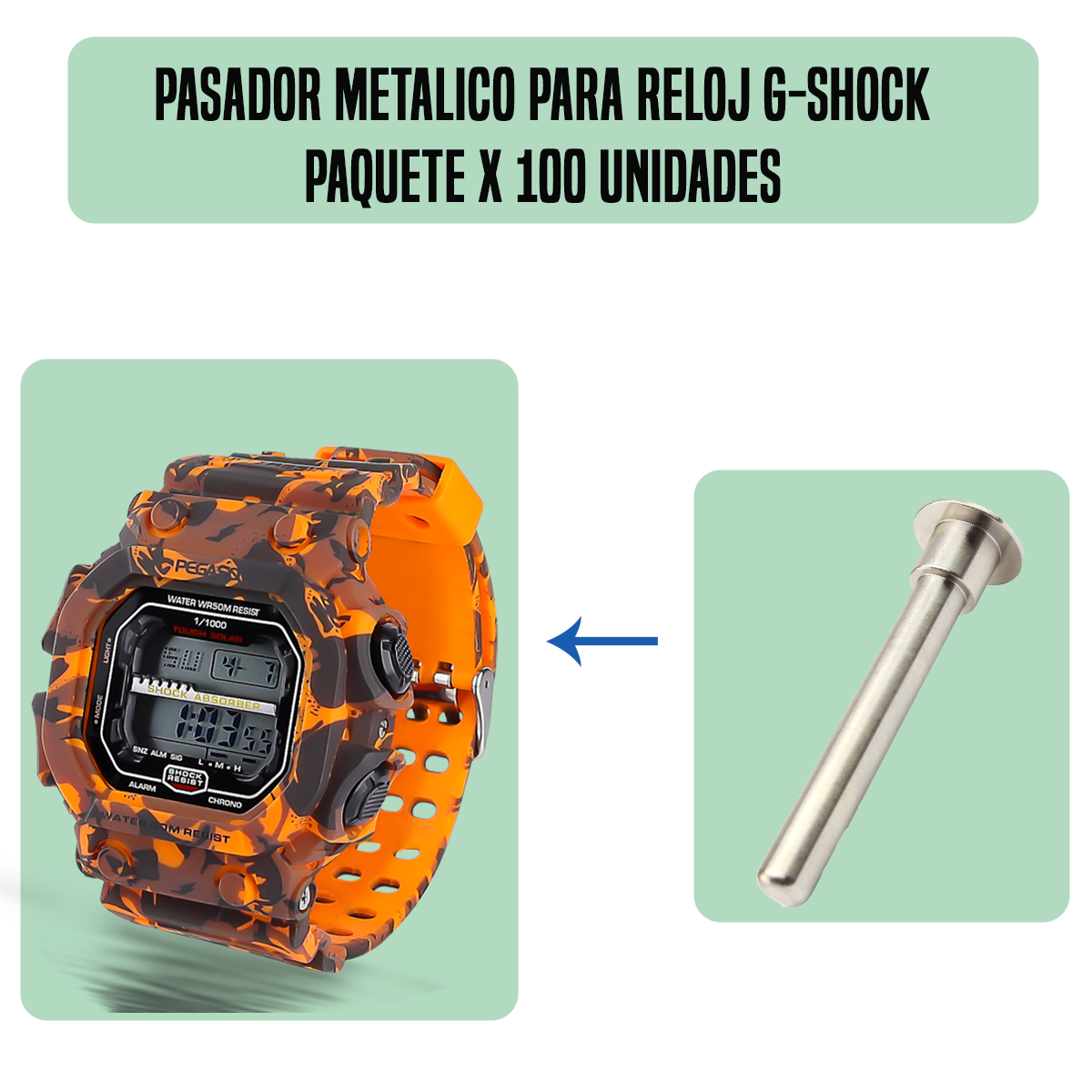 MP1056-PASADOR METALICO PARA RELOJ G-SHOCK PAQUETE X 100 UNIDADES