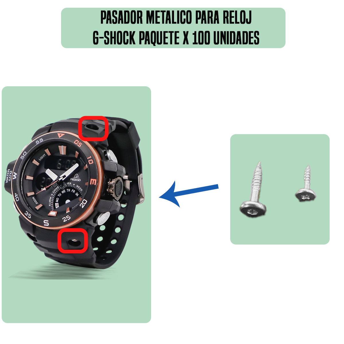 MP1822-PASADOR METALICO PARA RELOJ G-SHOCK PAQUETE X 100 UNIDADES
