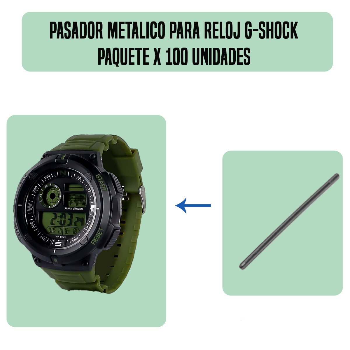 MP1828-PASADOR METALICO PARA RELOJ G-SHOCK PAQUETE X 100 UNIDADES