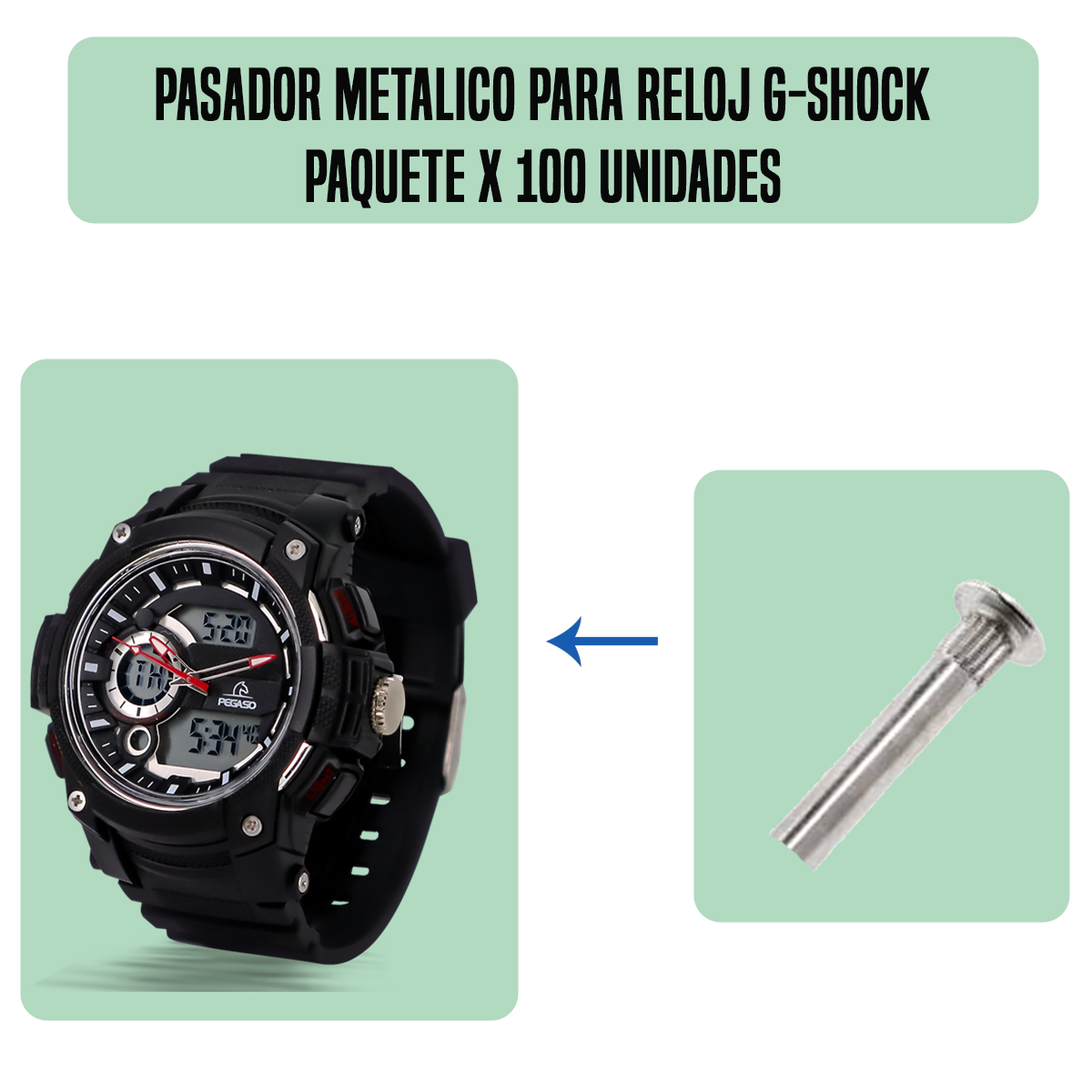 MP1830-PASADOR METALICO PARA RELOJ G-SHOCK PAQUETE X 100 UNIDADES
