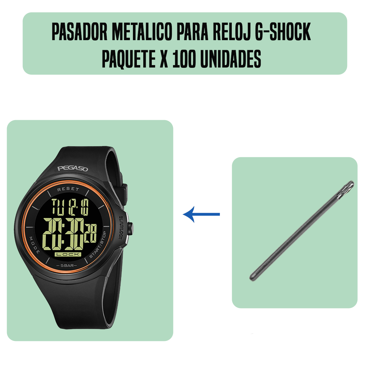 MP1839-PASADOR METALICO PARA RELOJ G-SHOCK PAQUETE X 100 UNIDADES