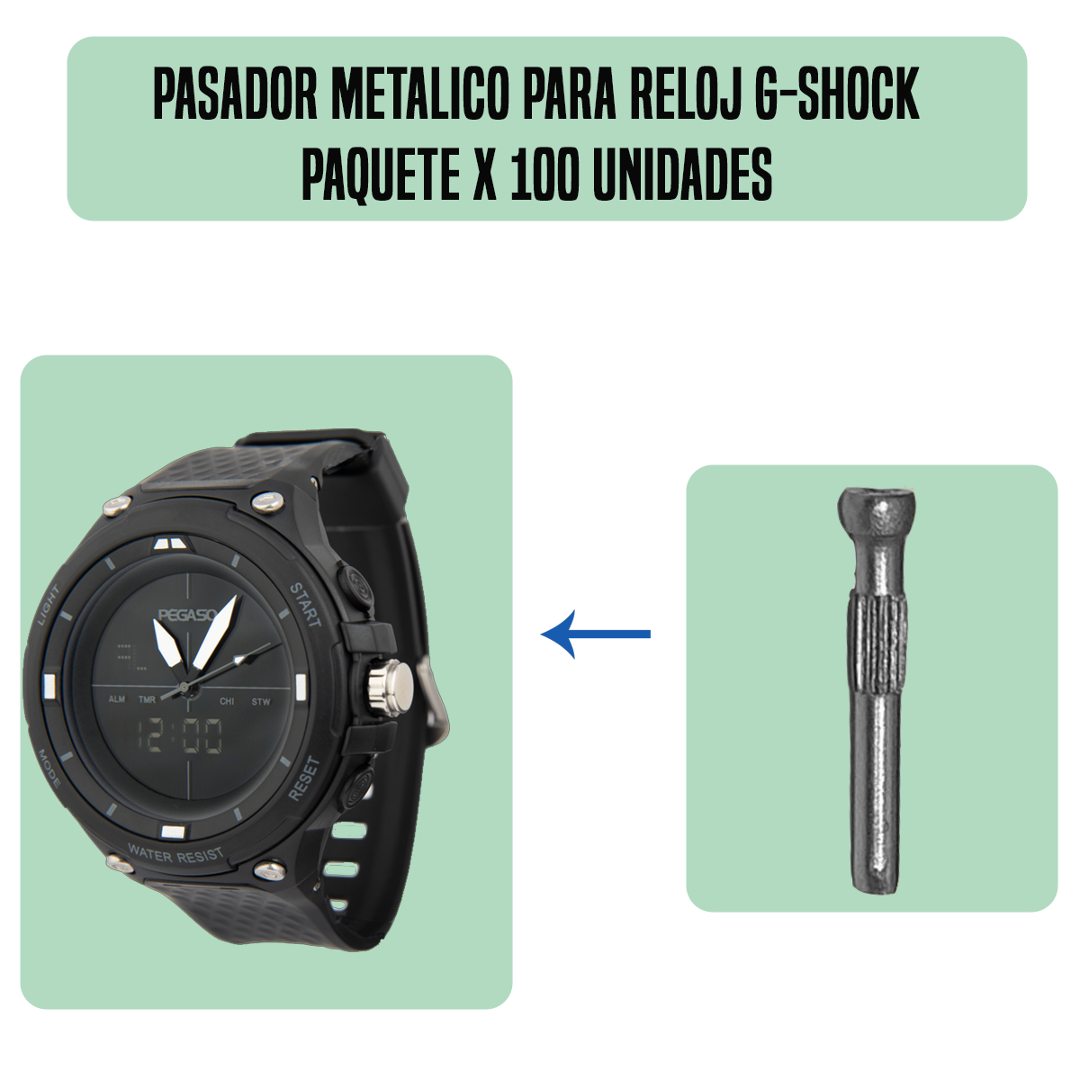 MP1904-PASADOR METALICO PARA RELOJ G-SHOCK PAQUETE X 100 UNIDADES