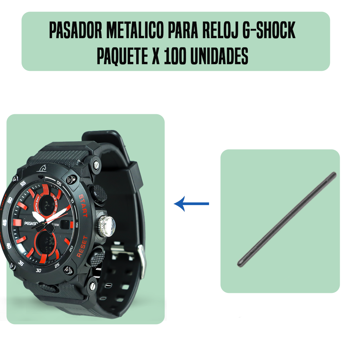 MP2110-PASADOR METALICO PARA RELOJ G-SHOCK PAQUETE X 100 UNIDADES