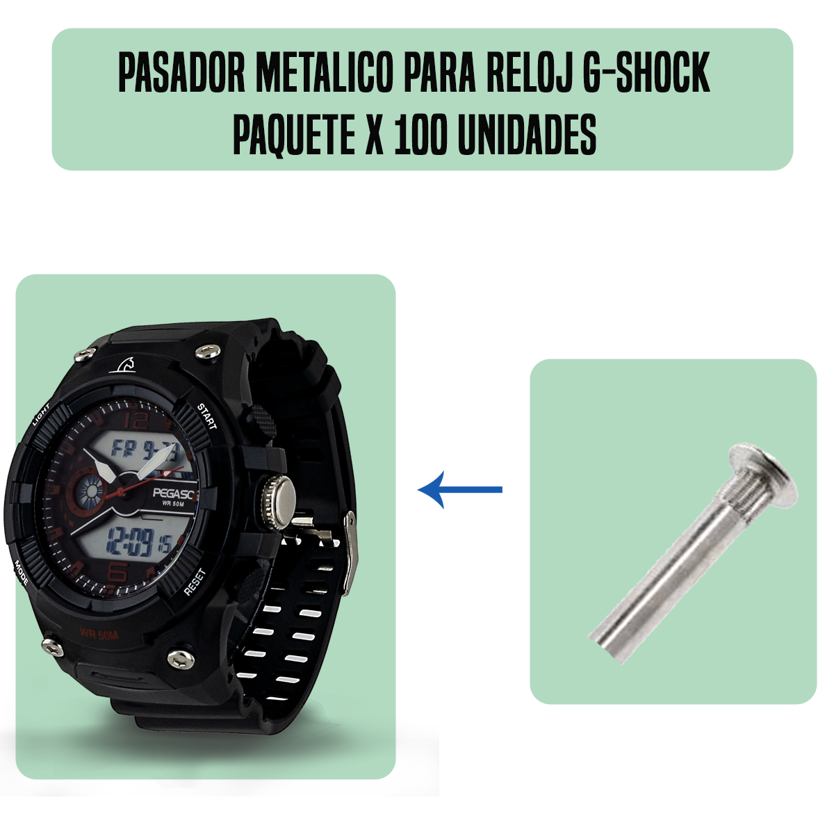 MP2111-PASADOR METALICO PARA RELOJ G-SHOCK PAQUETE X 100 UNIDADES