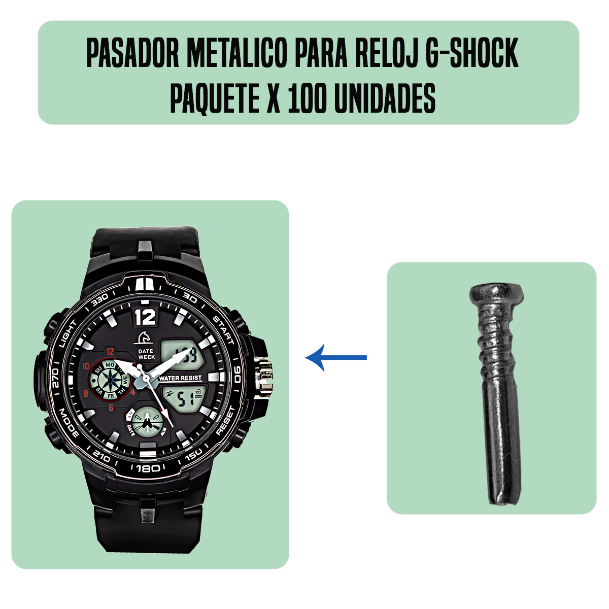 MP5007-PASADOR METALICO PARA RELOJ G-SHOCK PAQUETE X 100 UNIDADES