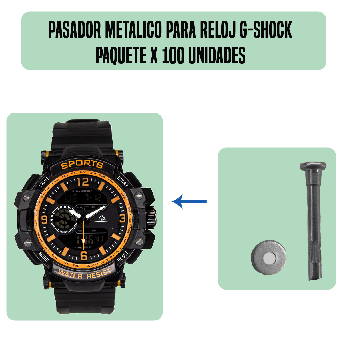 MP5009-PASADOR METALICO PARA RELOJ G-SHOCK PAQUETE X 100 UNIDADES