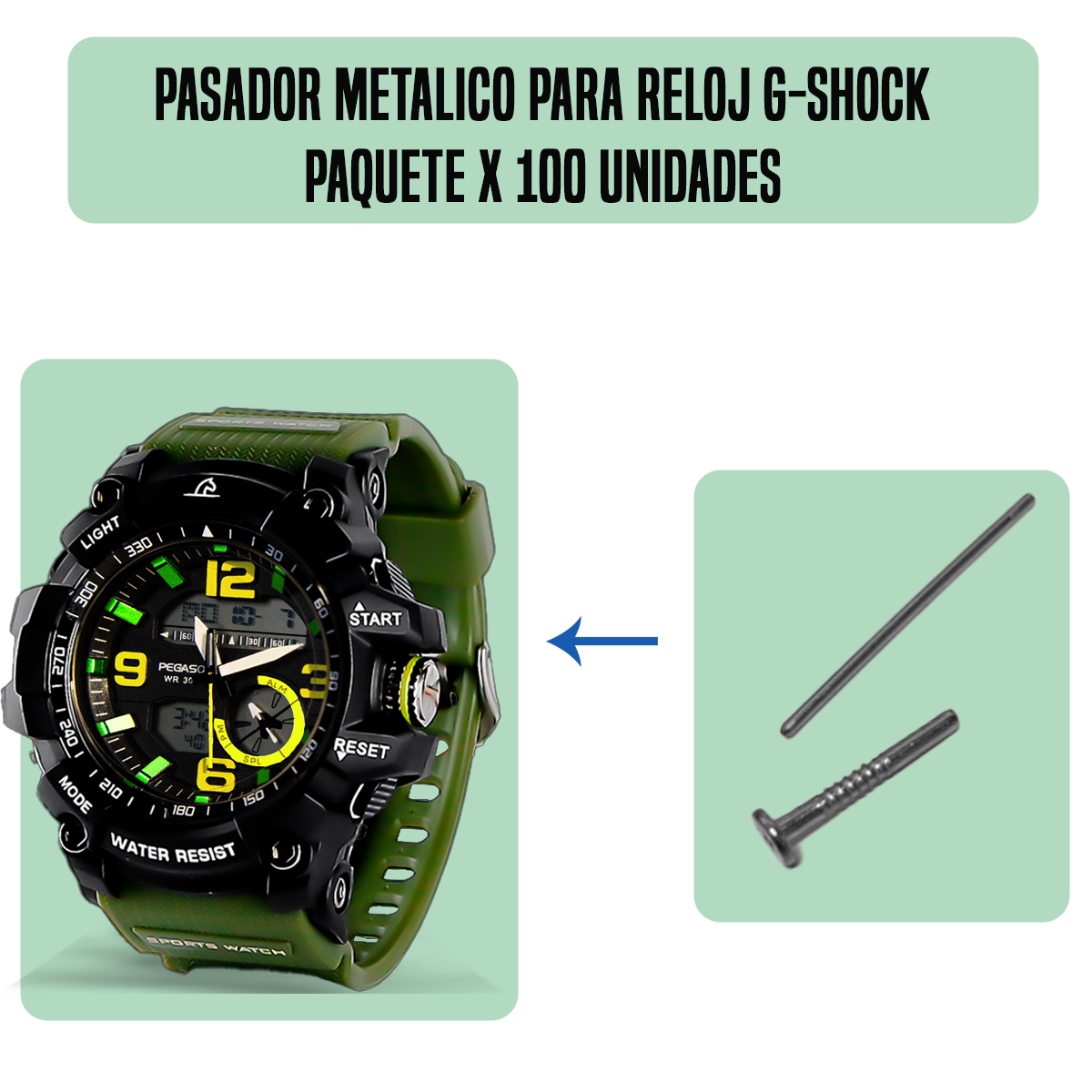 MP6009-PASADOR METALICO PARA RELOJ G-SHOCK PAQUETE X 100 UNIDADES