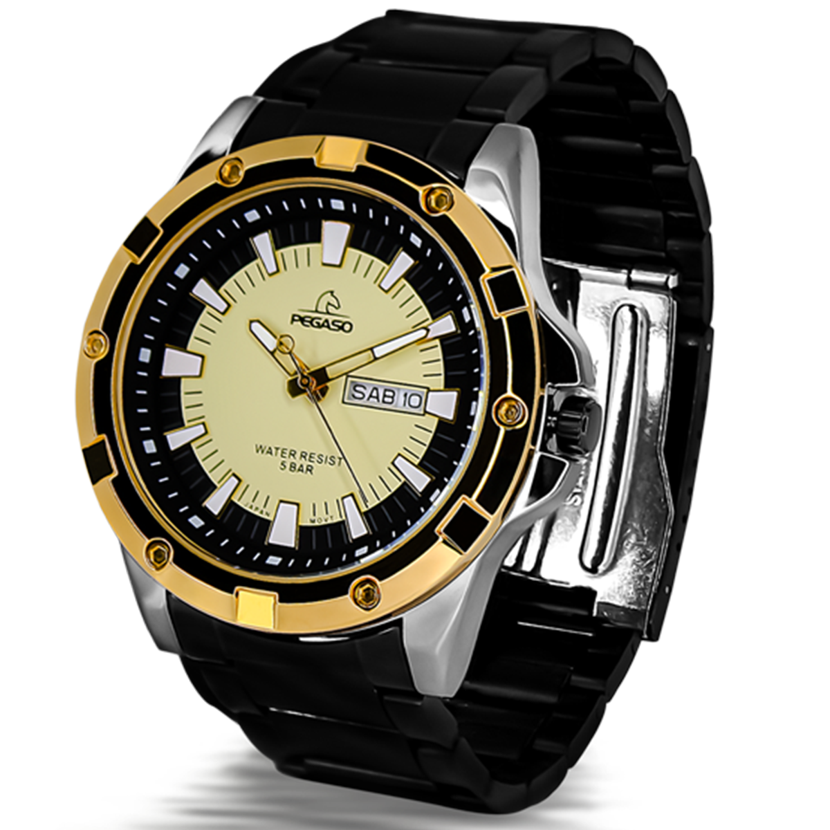 P6427GBK-RELOJ PEGASO METALICO PAVONADO DOBLE CAL-01181C