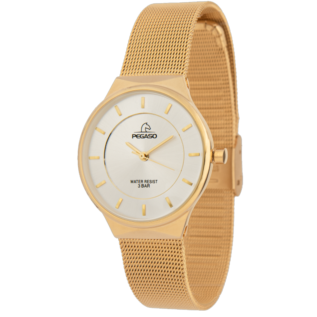 P6483G-RELOJ PEGASO FASHION MALLA DORADO-180701A