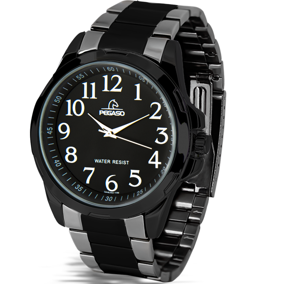 P6510SBK-RELOJ PEGASO METALICO PLATEADO PAVONADO-07012A
