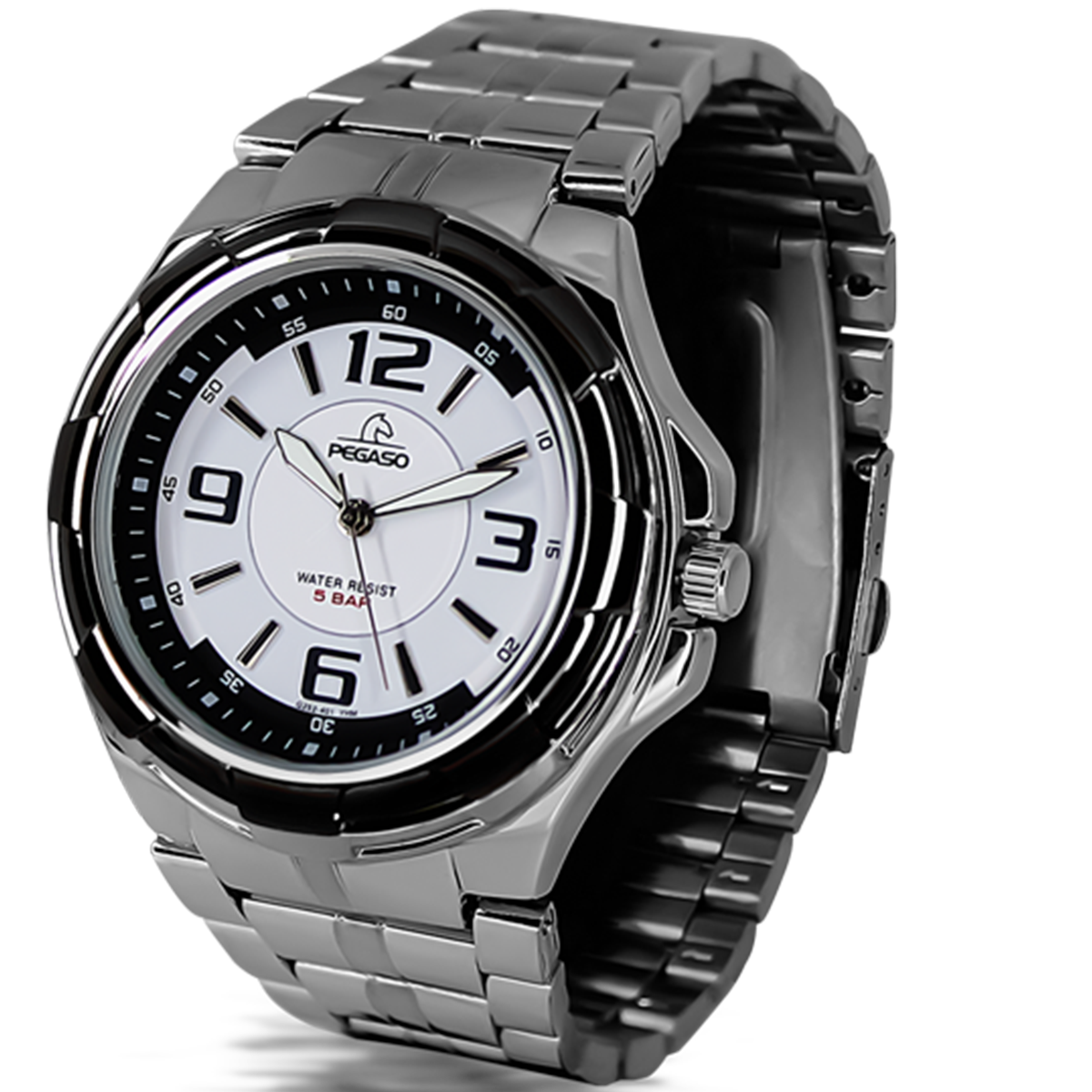 P6511SBK-RELOJ PEGASO METALICO PLATEADO PAVONADO-07221A
