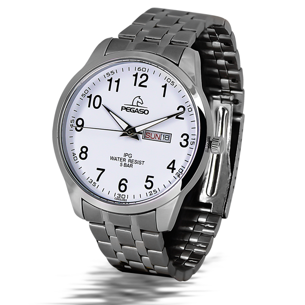 P6587S-RELOJ PEGASO METALICO PLATEADO D.CALEND.-072202C