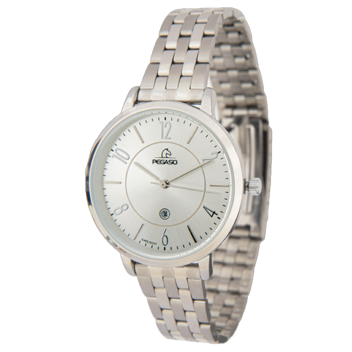 P6596S-RELOJ PEGASO METAL PLATEADO CALENDARIO D-070701B