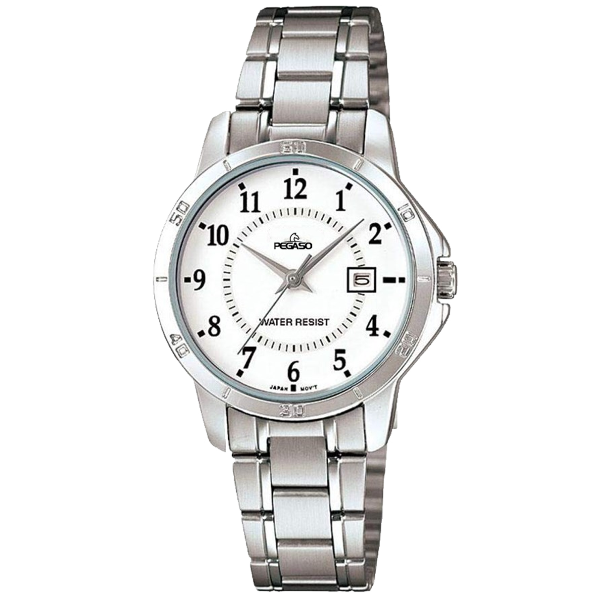 P6692S-RELOJ PEGASO CALENDARIO P/M ACERO DAMA-072204B