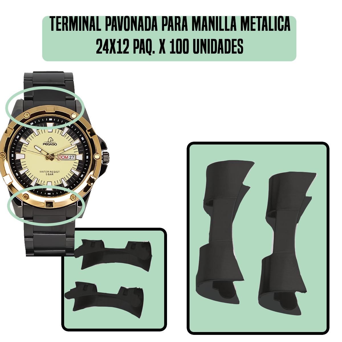 TRBK-TERMINAL PAVONADA PARA MANILLA METALICA 24X12 PAQ. X 100 UNIDADES-24X12