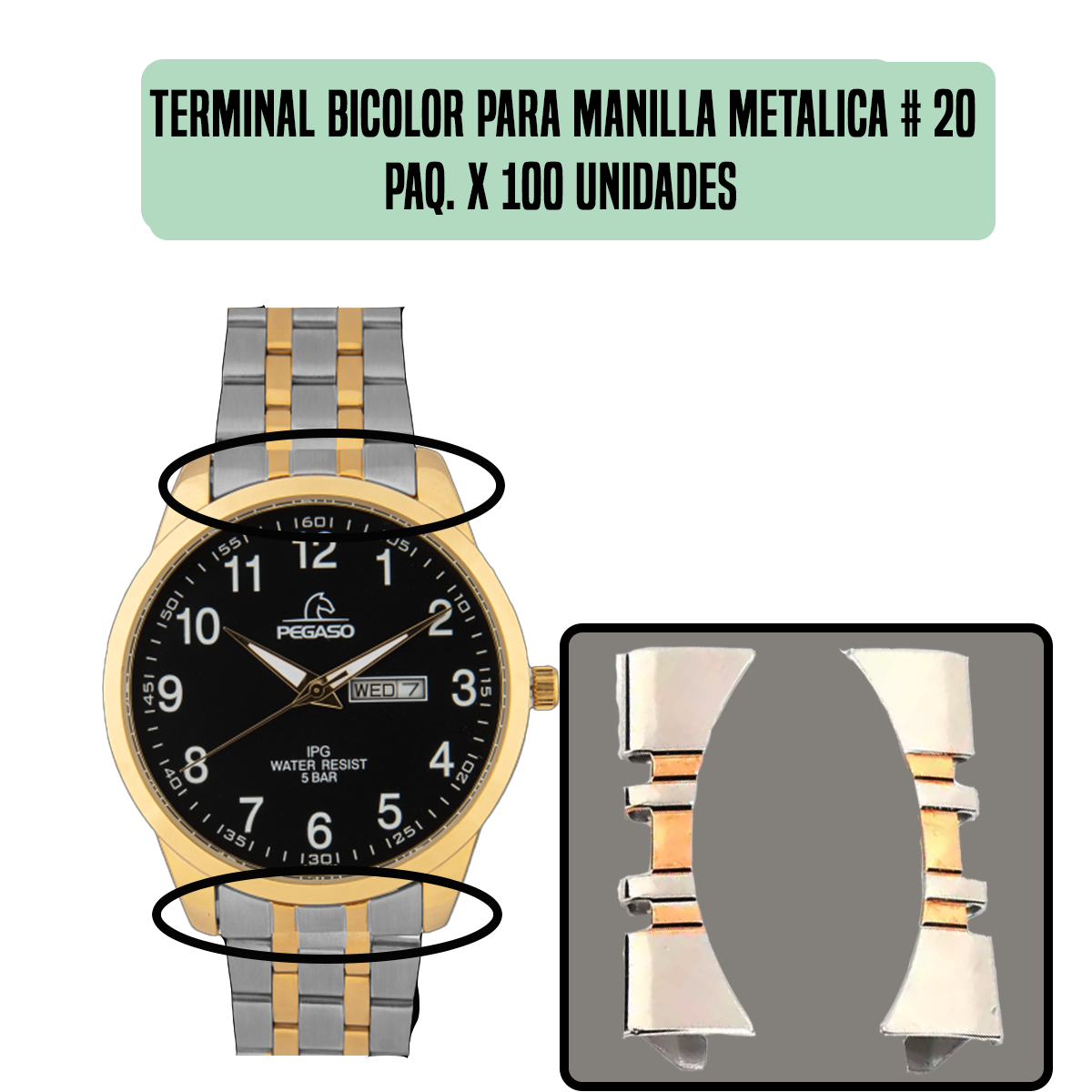 TRSG1-TERMINAL BICOLOR PARA MANILLA METALICA # 20 PAQ. X 100 UNIDADES-20