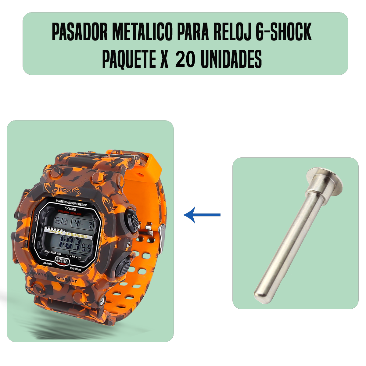 MP1056-B20-PASADOR METALICO PARA RELOJ G-SHOCK PAQUETE X 20 UNIDADES