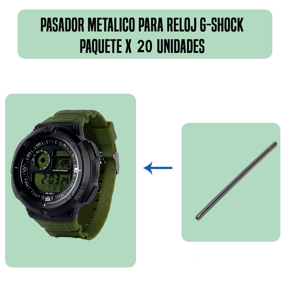 MP1828-B20-PASADOR METALICO PARA RELOJ G-SHOCK PAQUETE X 20 UNIDADES