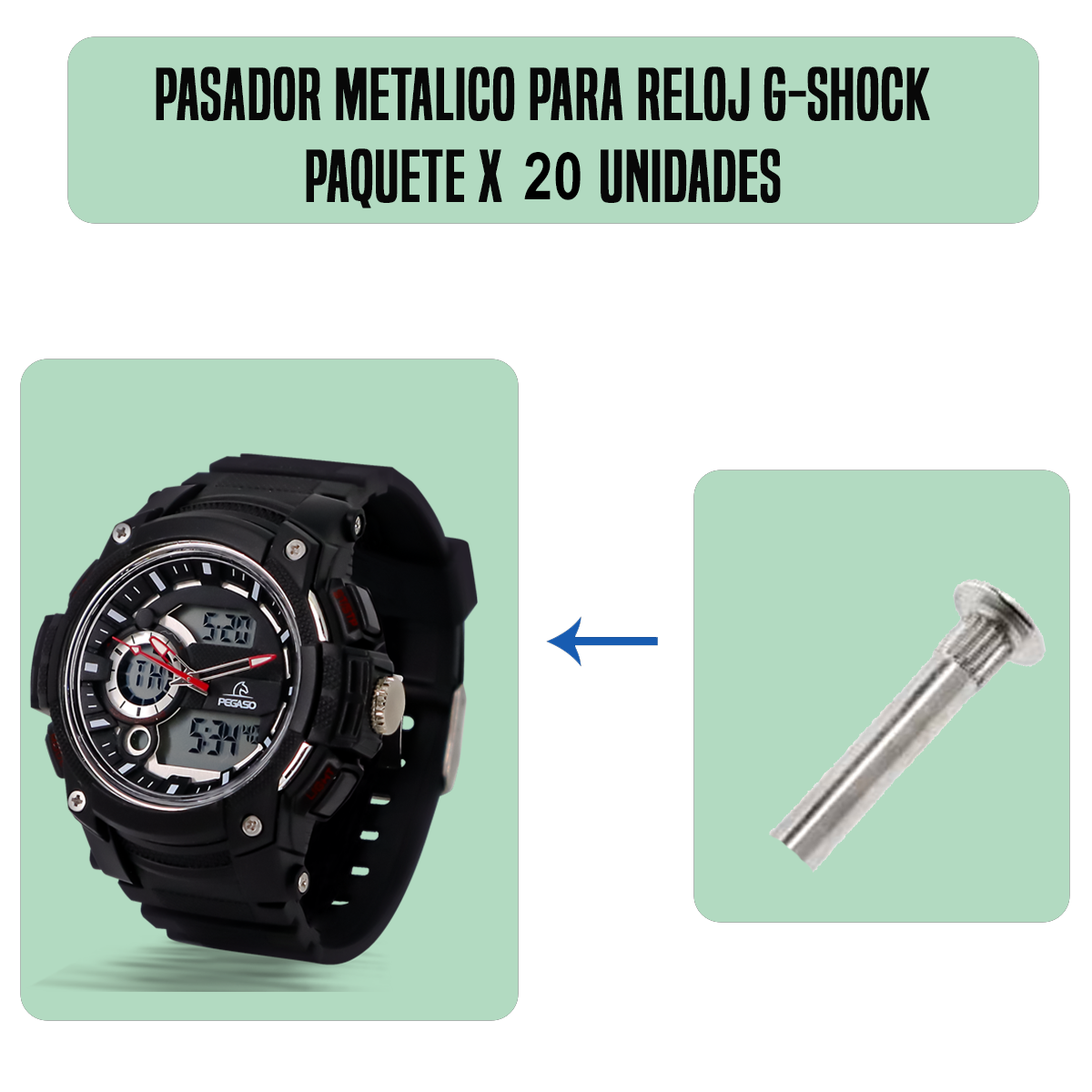 MP1830-B20-PASADOR METALICO PARA RELOJ G-SHOCK PAQUETE X 20 UNIDADES