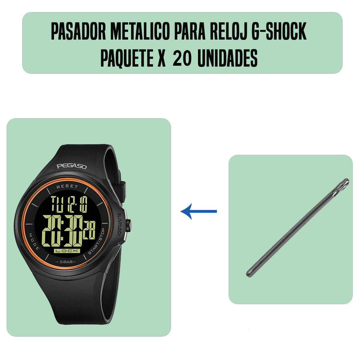 MP1839-B20-PASADOR METALICO PARA RELOJ G-SHOCK PAQUETE X 20 UNIDADES