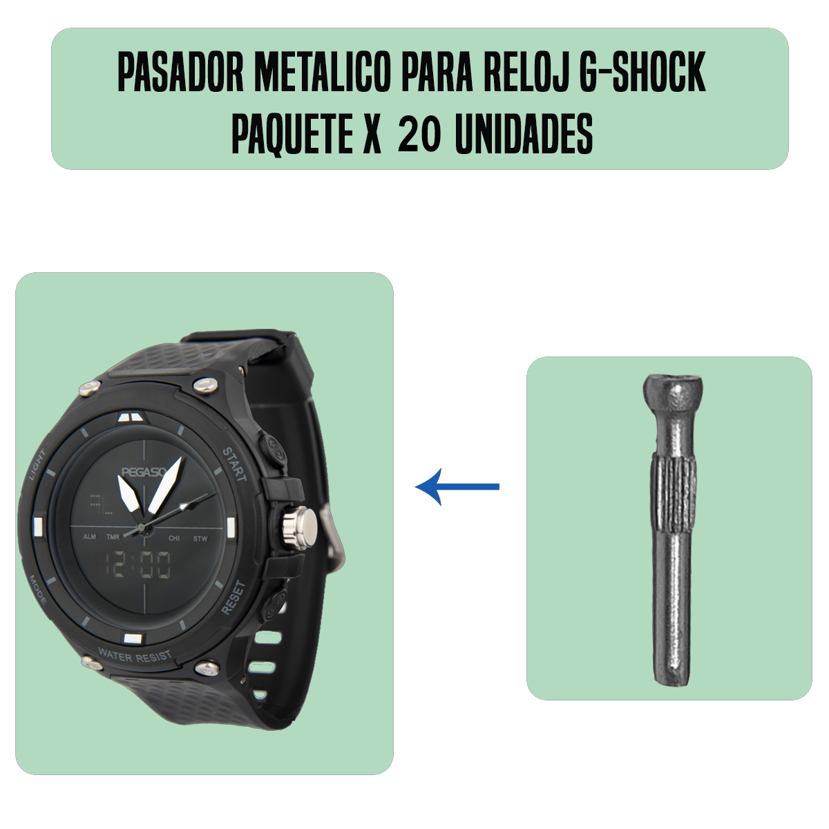 MP1904-B20-PASADOR METALICO PARA RELOJ G-SHOCK PAQUETE X 20 UNIDADES
