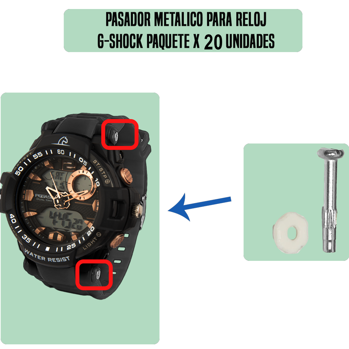 MP1917-B20-PASADOR METALICO PARA RELOJ G-SHOCK PAQUETE X 20 UNIDADES