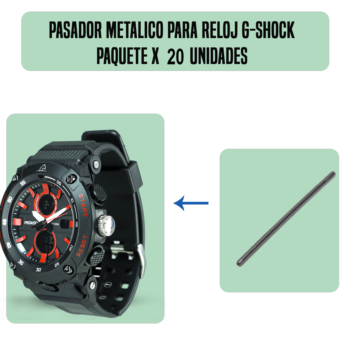 MP2110-B20-PASADOR METALICO PARA RELOJ G-SHOCK PAQUETE X 20 UNIDADES