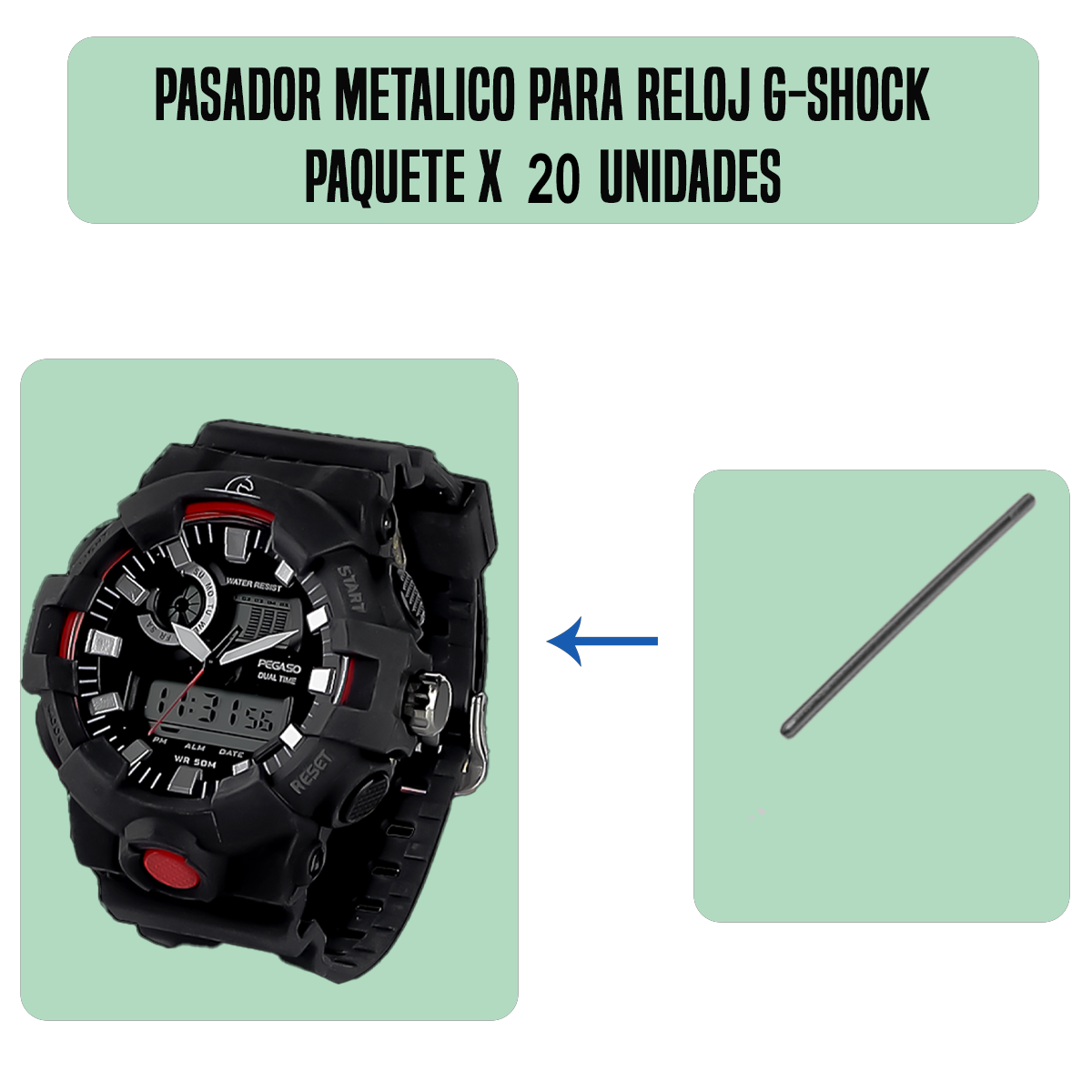 MP2133-B20-PASADOR METALICO PARA RELOJ G-SHOCK PAQUETE X 20 UNIDADES