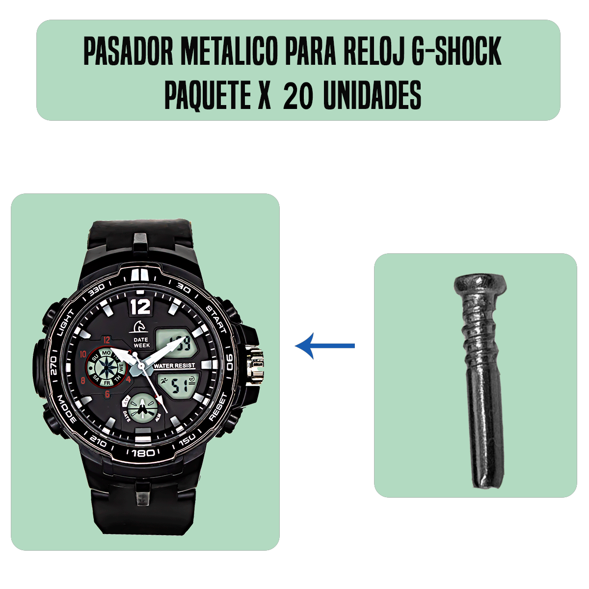 MP5007-B20-PASADOR METALICO PARA RELOJ G-SHOCK PAQUETE X 20 UNIDADES