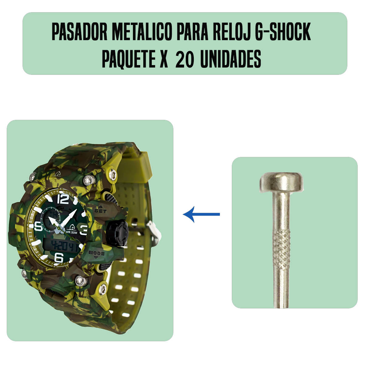 MP5014-PASADOR METALICO PARA RELOJ G-SHOCK PAQUETE X 20 UNIDADES-B20