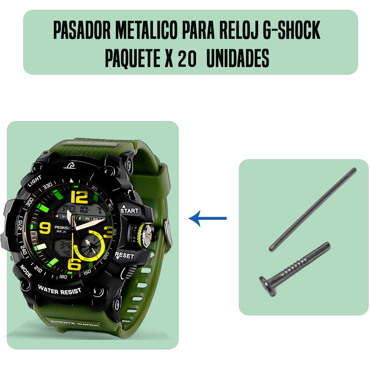MP6009-B20-PASADOR METALICO PARA RELOJ G-SHOCK PAQUETE X 20 UNIDADES