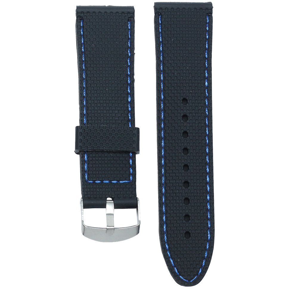 1190SK.24.116-PULSO SILICONA NEGRO HILO AZUL #24