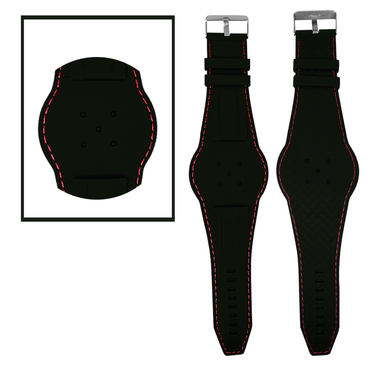 2247.24.106-PULSO SILICONA ENTERIZO NEGRO H/ROJO #24