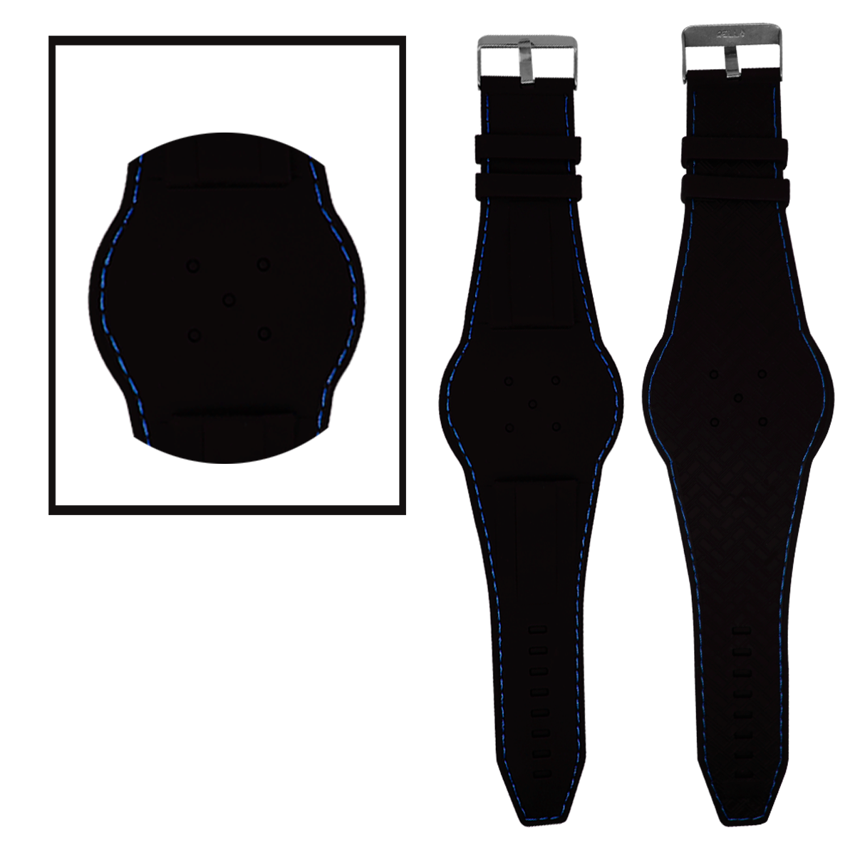 2247.24.116-PULSO SILICONA ENTERIZO NEGRO H/AZUL #24