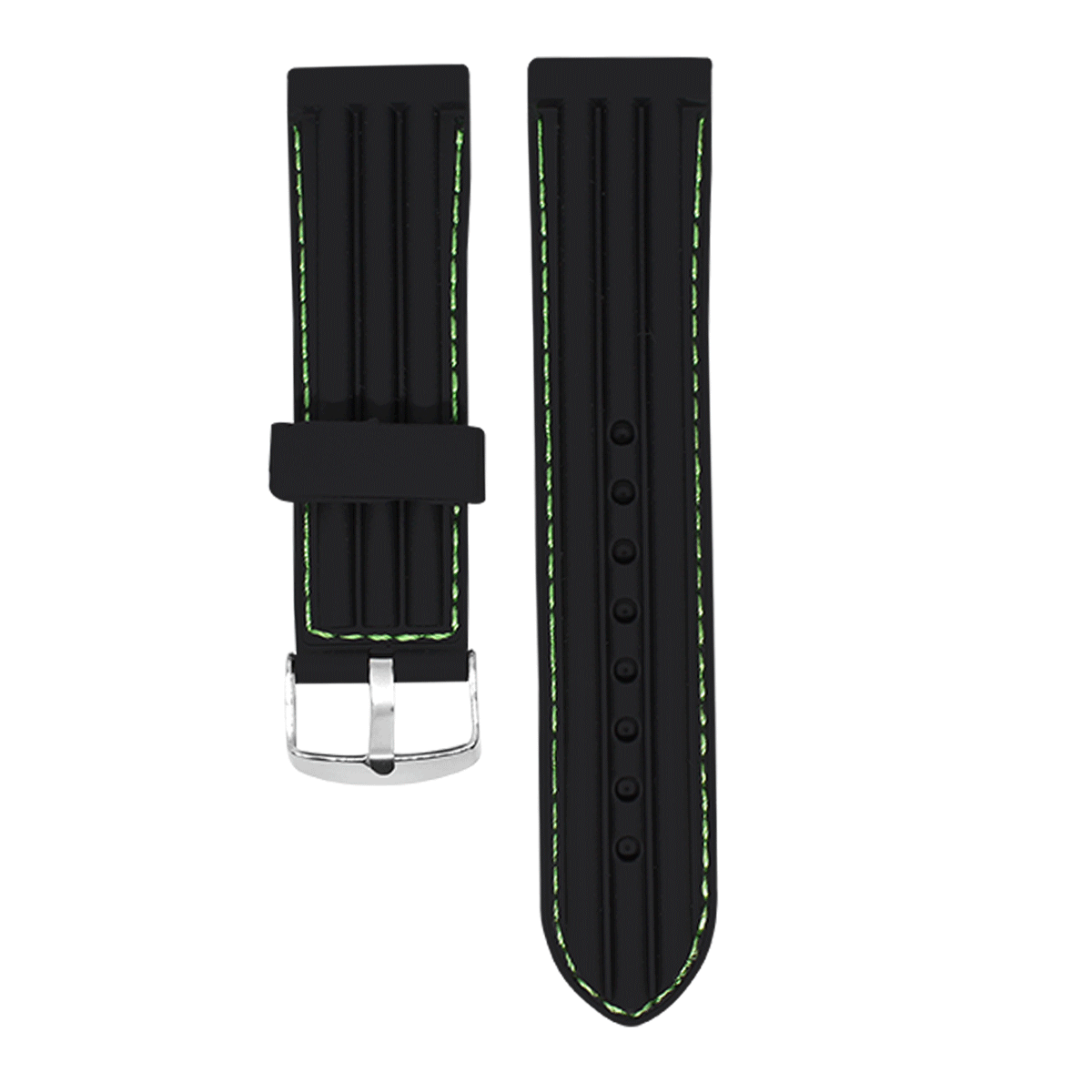 2314.24.121-PULSO SILICONA NEGRO COSIDO H/VERDE#24