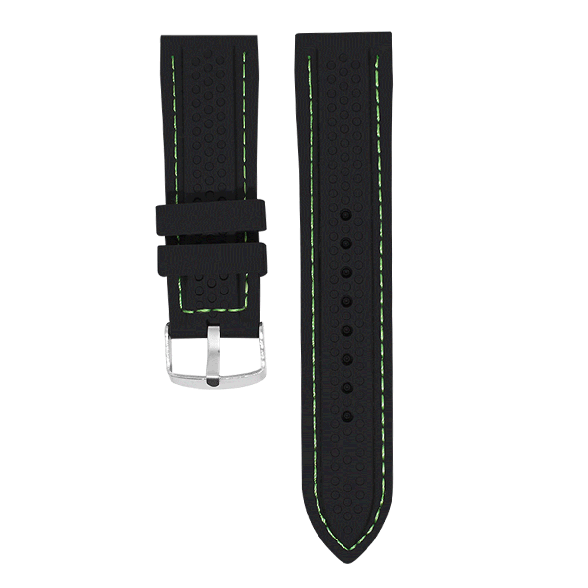 2324.24.121-PULSO SILICONA NEGRO COSIDO H/VERDE#24