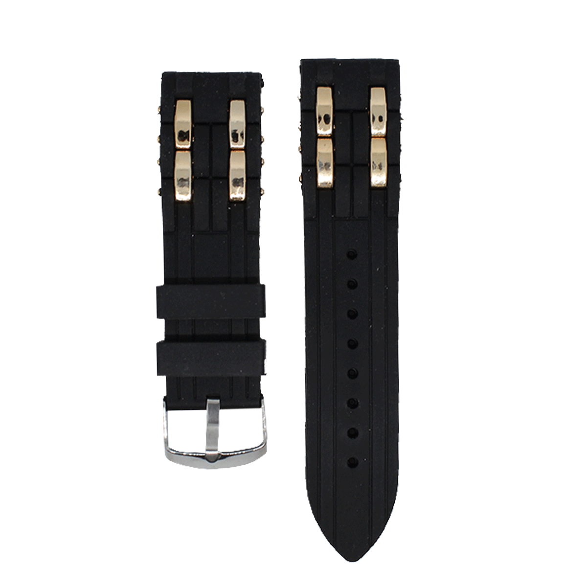 2357.24.118-PULSO SILICONA NEGRO APLIQUE DORADO #24