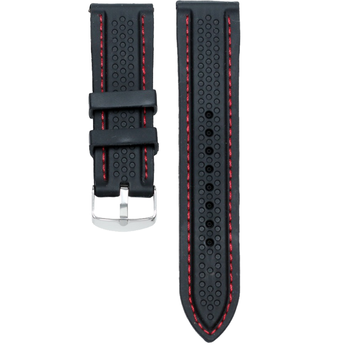 MS21.24.106-PULSO SILICONA NEGRO HILO ROJO #24