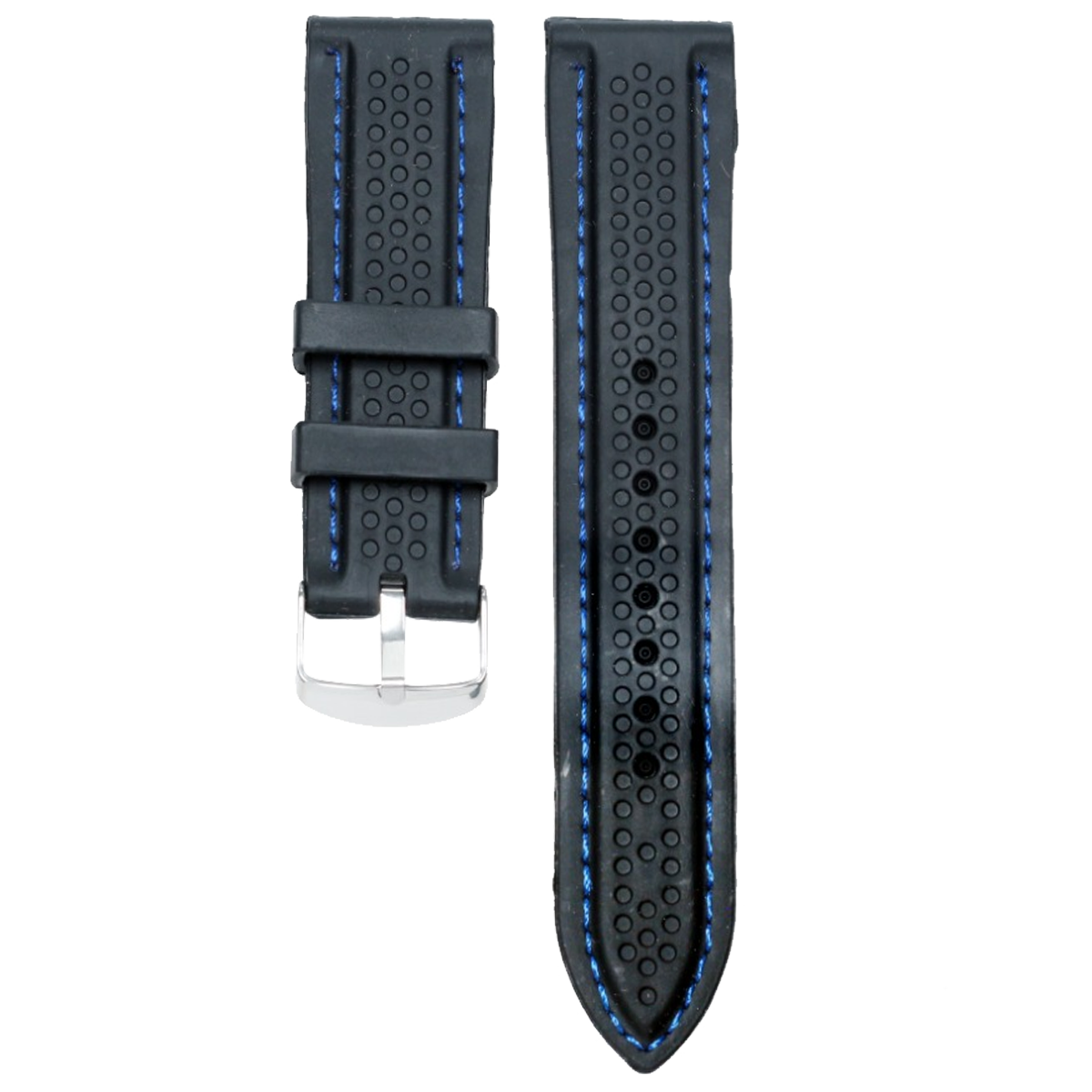 MS21.24.116-PULSO SILICONA NEGRO HILO AZUL #24