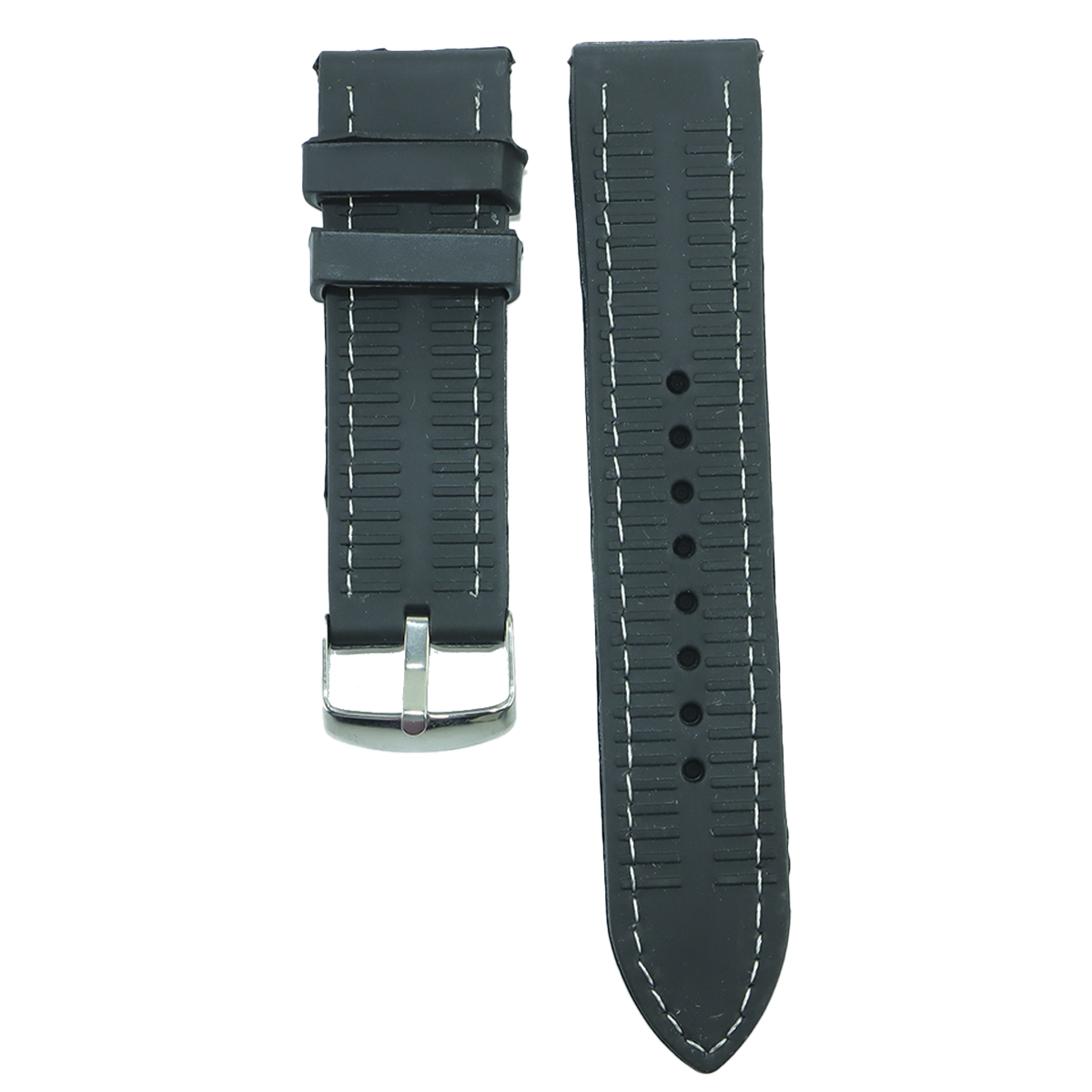 MS21.24.122-PULSO SILICONA NEGRO HILO BLANCO #24