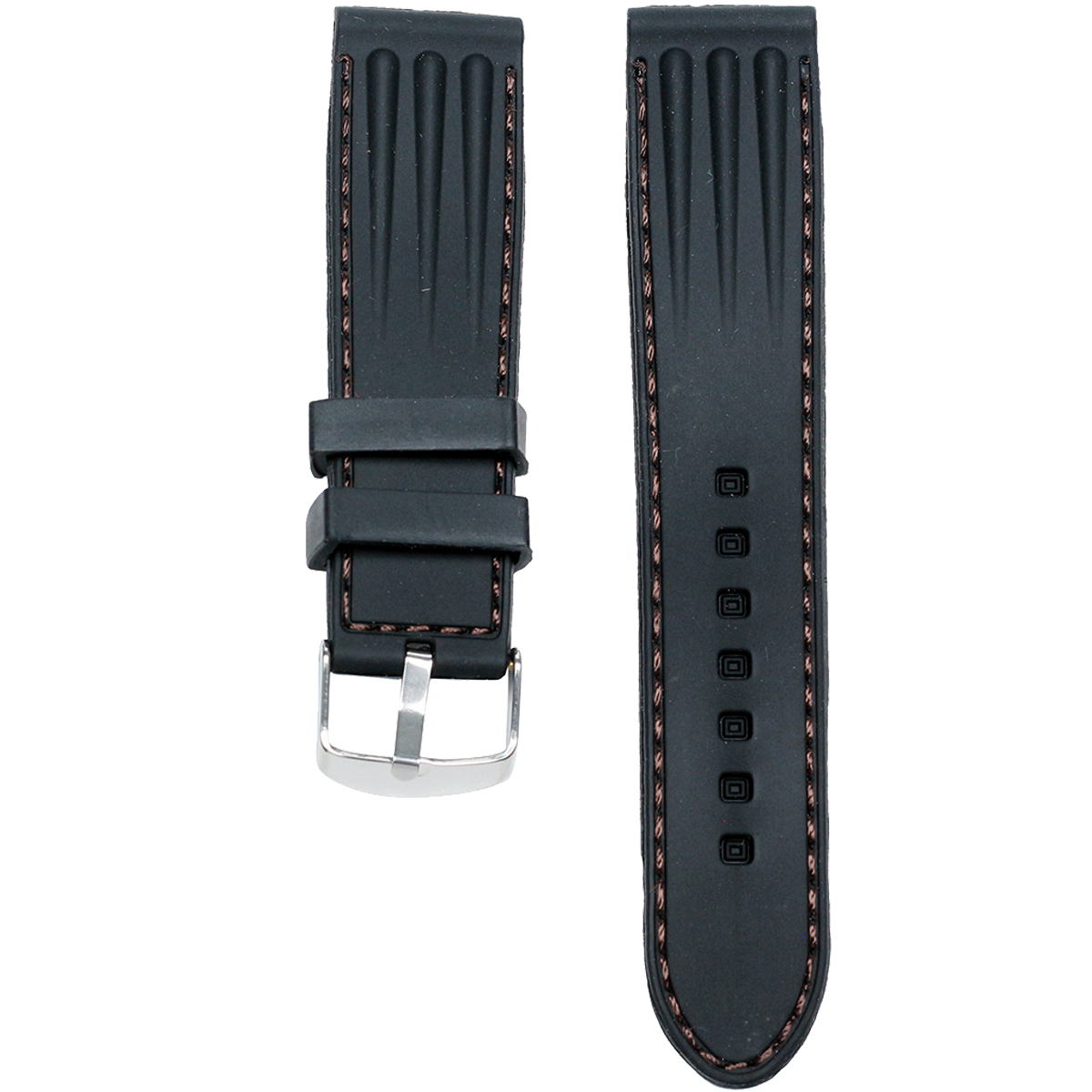 MS24.22.102-PULSO SILICONA NEGRO HILO MARRON #22